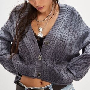 Free People washed ashore Cable Knit Cardigan